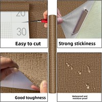Wallpaper Sutra Tenun Linen Geometris Modern yang Dapat Disesuaikan, Perekat Sendiri, Tahan Air, Tahan Api, Anti Lembab, Anti Minyak, Mudah Dipasang