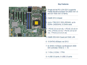 Placa Base para Servidor ATX X10SRH-CLN4F 8DIMM con Chipset C612 - Product Image 3