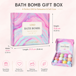 Coffret Cadeau de Bombes de Bain Naturelles – 12 Pièces – Bain Spa Luxueux – Confort Rafraîchissant – Aromathérapie Relaxante – Bombes de Bain Effervescentes Colorées - Product Image 5
