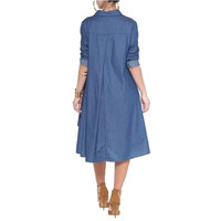 Robe chemise en jean à poche pour femmes Robe chemise en jean irrégulière grande taille pour femmes