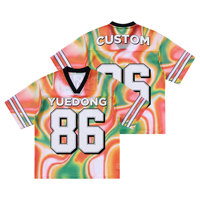 T-shirt en jersey de rugby pour homme, en polyester, coupe oversize rétro, épaules tombantes, manches courtes, col en V, style streetwear personnalisé, sublimation, maille