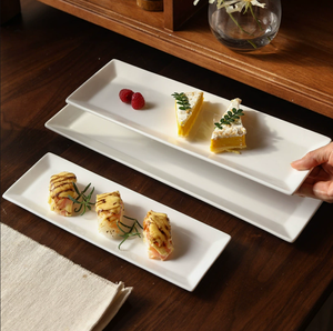 Square <b>Corner</b> Long White Ceramic Plate Multi Size Stackable Sushi Dessert Appetizer Dish Hotel Restaurant Custom Logo Bulk Sale - Product Image 3