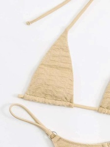 Maillot de bain sexy 2 pièces pour femme 2025, bikini triangle à nouer sur le côté, motif uni, polyester/nylon, antibactérien - Product Image 6