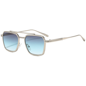 Orden a granel Gafas <span class=keywords><strong>de</strong></span> sol cuadradas <span class=keywords><strong>de</strong></span> metal <span class=keywords><strong>de</strong></span> marco completo con lente <span class=keywords><strong>de</strong></span> PC Doble puente UV400 Gafas <span class=keywords><strong>de</strong></span> Sol para conducir Pesca al aire libre - Product Image 2