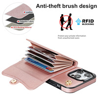 Vente chaude Pu cuir Protection antichoc étui élégant avec sangle portefeuille Phonecase pour iPhone 16 15 14 13 12 11 Pro Max Plus