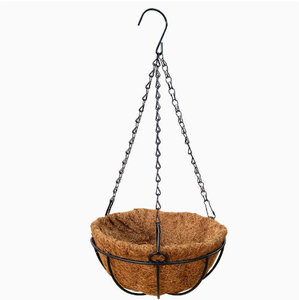 Panier suspendu rond en fibre de coco avec cadre métallique marron, jardinière suspendue pour décoration intérieure et extérieure - Product Image 3