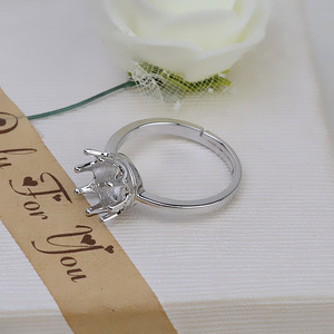 Bague ouverte en argent S925 pour femmes, bague en perles DIY avec accessoires 7,5-8,5, support vide 1966, composants et trouvailles de bijoux - Product Image 4