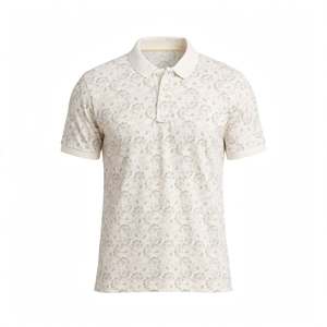 Polo de Manga Corta con Estampado Floral para Hombre, Diseño Moderno y Elegante, Estilo Casual Tejido, Color Blanco, Polo para Hombre de BD - Product Image 1