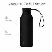 Bouteille d'eau isotherme YEKEA élégante en acier inoxydable 500 ml, anti-fuite, avec boucle de transport et sac cadeau de luxe pour entreprises