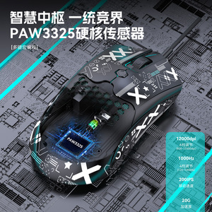 FreeWolf M5 Lightweight <b>Wired</b> Gaming <b>Mouse</b> PAW3325 12000 DPI RGB Lighting Perforated Design - Product Image 5