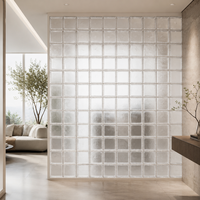 Bloc de verre texturé effet écorce d'orange 190*190*80mm, brique décorative creuse pour cloison d'hôtel, mur rideau et façade, marque KST