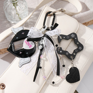 Accessoire de mode polyvalent et élégant en forme de cœur en alliage tressé avec dentelle et nœud en PVC pour cadre photo, porte-clés et pendentif DIY - Product Image 4