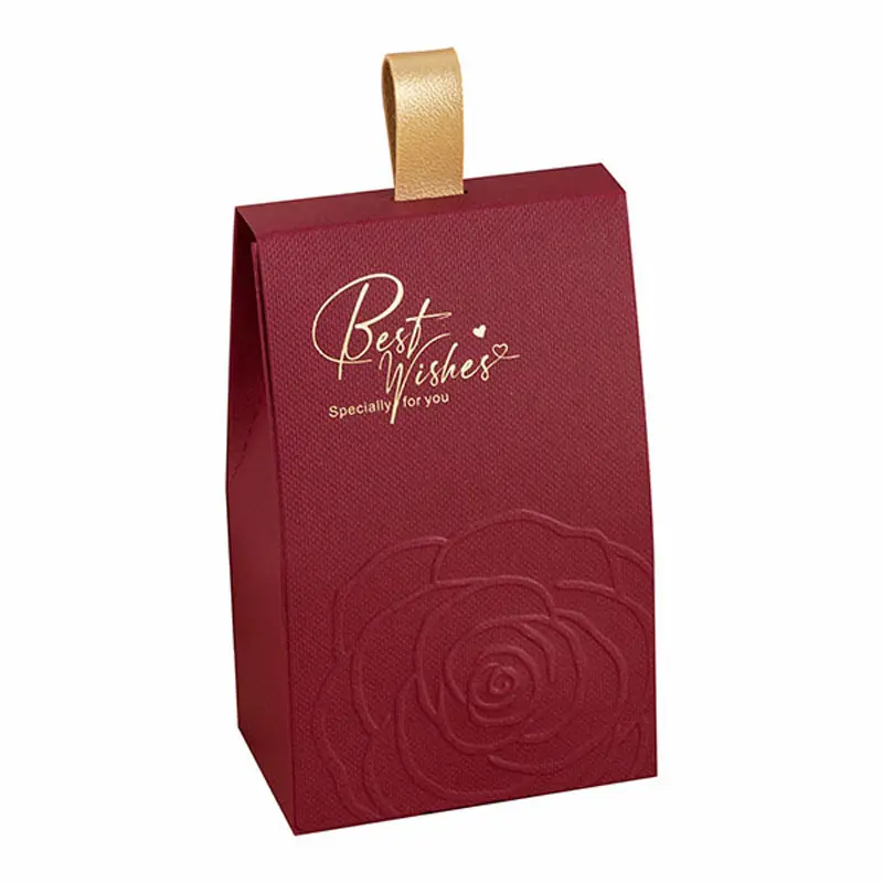 Sacs cadeaux de luxe en cuir avec poignée Boîte cadeau pour le vin Boîtes à bonbons en papier pour les faveurs de mariage Emballage de cadeaux