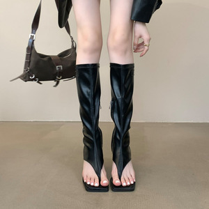 Botas Largas hasta la Rodilla para Mujer 2026, con Punta Abierta, Tacones Finos, Cierre de Cremallera, Transpirables, Elásticas, Tipo Sandalias para Verano - Product Image 3