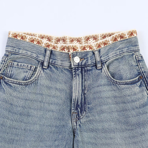 PB&ZA Calça Jeans Feminina 2026 Nova Coleção Verão Outono, Cintura Média, Corte Reto, com Crochê e Patchwork, Estilo Chique - Product Image 3