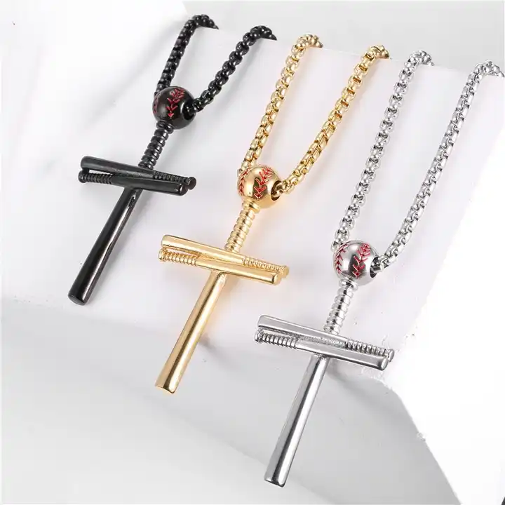 Titanium Sport Accessories STERLING ORIGINAL BASEBALL BAT CROSS PENDANT  Strikeout K Baseball With Ball On Top Necklace Momma From Richeal8, $2.39 |  DHgate.Com