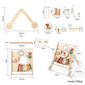 Andador de bebé, juguete de aprendizaje de empujar y tirar personalizado, sentarse para pararse, caminar personalizado de Color Natural o arcoíris - Product Image 2