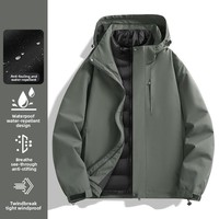 Nouvelle veste bomber d'hiver pour homme, décontractée, à capuche, imperméable, rembourrée de duvet, réversible, avec fermeture éclair, doublure amovible, trois en un