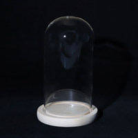Cloche en verre Cloche Dôme avec plateau en bois de bambou Pièce maîtresse décorative DIY Cloche en verre de table Cloche Dôme en vente