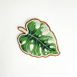 Factory Supplier Custom Iron On Patch Creative Embroidered patches plant leaf embroidered patch