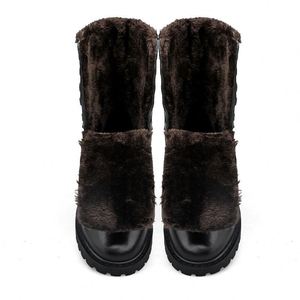 Bottes d'hiver en cuir pour hommes grandes tailles, pointures 37-52, antidérapantes, à lacets, fabriquées à la main en cuir véritable, chaussures décontractées et tendance - Product Image 2