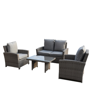 Ensemble de canapés de patio en osier 4 pièces pour l'extérieur avec coussins et table basse en verre - Product Image 4