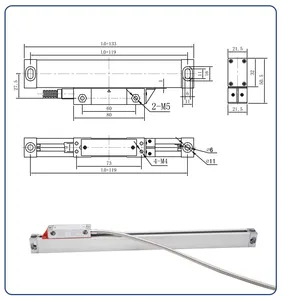 Seção cruzada 20.5*31cm 2 eixos, fresa, torno, dro, leitura digital, conecta o codificador de escala linear