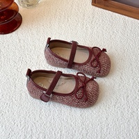 Chaussures en cuir style coréen Elsa Princess, chaussures de cérémonie scintillantes pour petites filles