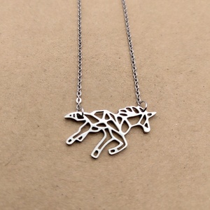 MECYLIFE collier animal mignon collier cheval géométrique en acier inoxydable bijoux <span class=keywords><strong>Origami</strong></span> licorne collier - Product Image 1