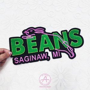 Biểu tượng tùy chỉnh khăn Chenille thư Nhiệt Báo Chí quảng cáo tùy chỉnh mềm thêu hat các bản vá lỗi sắt trên bản vá - Product Image 1