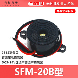 Zumbador piezoeléctrico activo SFM-20B DC3-24V de montaje en panel con cable para alarmas y sirenas - Product Image 5