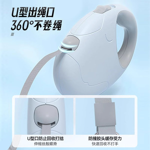 Correa retráctil automática para perros medianos y pequeños, poodles, bichón frisé, gris claro, azul, rosa ahumado, blanco marfil, verde menta - Product Image 5