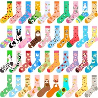 Chaussettes en coton tricotées respirantes pour femmes, motif animaux, taille 9-11, mignonnes, amusantes, originales, colorées, pour filles