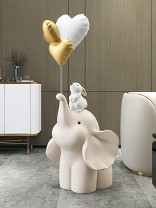 Commercio all'ingrosso in fibra di vetro cartoon pink elephant ornaments indoor home decor soggiorno home decor scultura da collezione del fumetto - Product Image 6