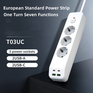 Regleta de alimentación de la UE a precio barato al por mayor, 4 salidas, 2 puertos USB, 2 cargador de escritorio PD tipo C, cable plano de 1,8 M certificado CE - Product Image 6