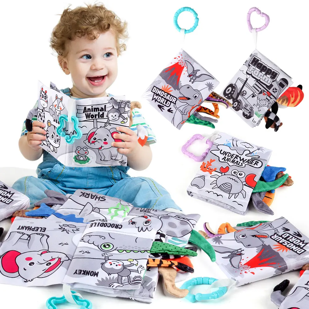 4 In 1 Baby Vroege Educatieve Badboek Speelgoed Zachte Cartoon Stof Boeken Set Speelgoed Voor Baby 'S