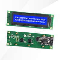 LCD Karakter Rusia JXD2002A-IIC STN Antarmuka IIC/I2C Negatif Biru dengan Lampu Latar 20*2 Modul Tampilan LCM Dot Matrix