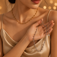 Collier bohème en gros prêt à expédier, collier à pampilles perlées, collier chaîne plaqué or, bijoux en acier inoxydable