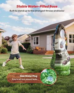 Inflatable Football Target Toss Game, Life-Sized Quarterback Practice <b>Dummy</b> with 4 Balls & Pump, Outdoor Backyard Throwing Toy - Product Image 6