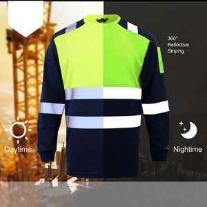 عالية الوضوح البوليستر قميص العمل طويل الأكمام شعار قابل للتخصيص عاكس السلامة مرحبا فيس ملابس العمل - Product Image 6
