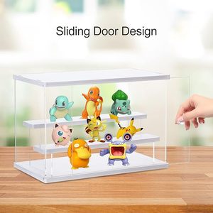 Soporte de vitrina acrílica, 2 estantes de escalera, protección transparente a prueba de polvo para coleccionables, figuritas en miniatura - Product Image 3