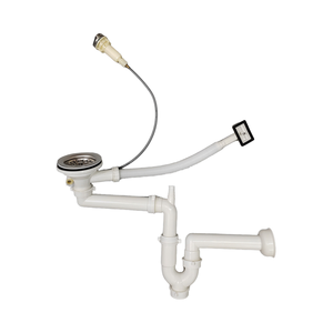 حوض مطبخ أوتوماتيكي على الطراز الحديث ، تصريف مرن من مادة PP ، مفتاح صرف سيفون ، مصفاة تصريف ، مصفاة خضراء/بيضاء سهلة - Product Image 2