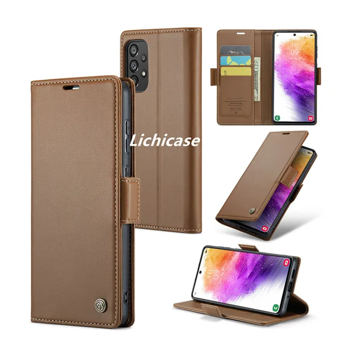 Lichicase Factory Custom Skin-touch Phone Stand Leather Cover For Samsung A73 anti-fall Soft Case