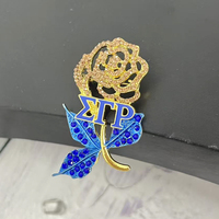 Broches de mode grecques en émail avec lettres Sigma Gamma, ornées de cristaux et de fleurs roses, pour femmes, bijoux de mariage