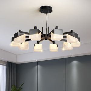 Lampe suspendue nordique simple, nouveau design, LED, luxe, <span class=keywords><strong>cuisine</strong></span>, chambre, abat-jour carré en acrylique, luminaire suspendu - Product Image 4