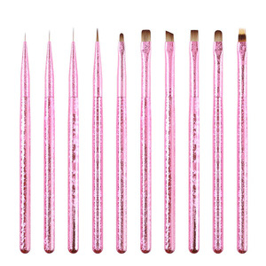 Ensemble de pinceaux à ongles japonais à manche rose, carrés, ronds, plats, multifonctions pour gel UV, pinceaux de précision pour motif fleur de chrysanthème et liner français - Product Image 5