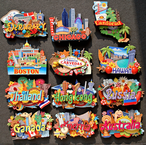 Biểu Tượng Tùy Chỉnh Nam Châm UV In Các Nước Chạm Khắc Khung 3D Gỗ Tùy Chỉnh Tủ Lạnh Bằng Gỗ Nam Châm - Product Image 1