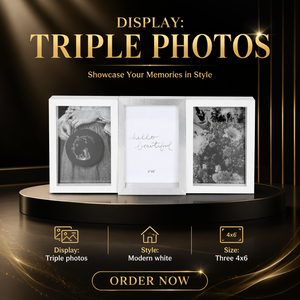 Cadre photo triple blanc moderne 4x6, cadre photo en bois à <span class=keywords><strong>3</strong></span> ouvertures, triptyque pour décoration intérieure - Product Image 5