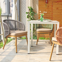 Chaise de jardin en corde combinaison de table à thé ensemble de mobilier d'extérieur patio loisirs aluminium extérieur chaise de salle à manger moderne