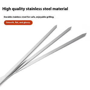 Brochette de barbecue en acier inoxydable avec manche en bois, fourchette à griller réutilisable pour barbecue au <span class=keywords><strong>charbon</strong></span> de bois de poulet facile à nettoyer - Product Image 6